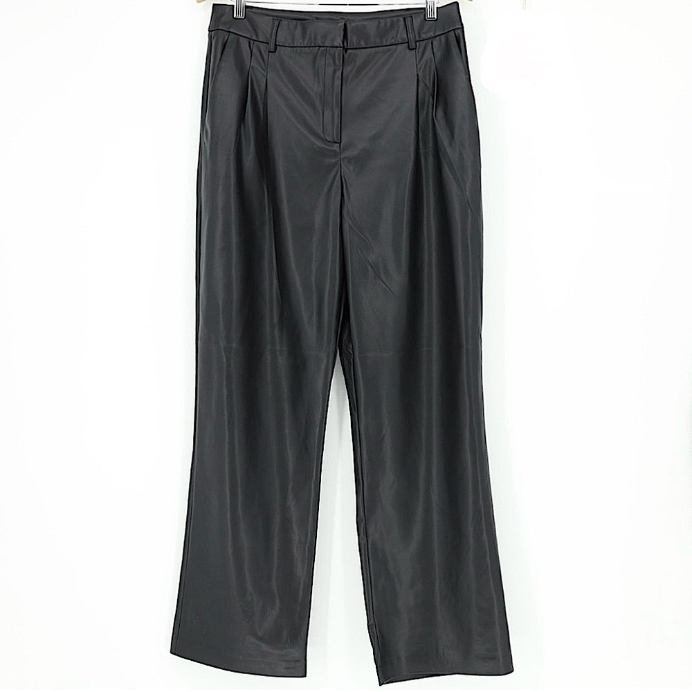 House of Harlow 1960 Vegan Leather Trouser Pants Butter Soft Pleats Pockets 10